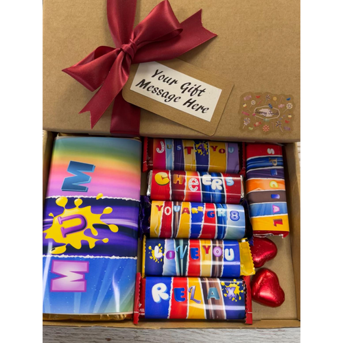 Mothers Day Gift Box With Fun Chocolate Bar Wrappers - Mum