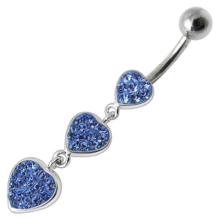 Fancy Multi Jeweled Heart Dangling Navel Ring