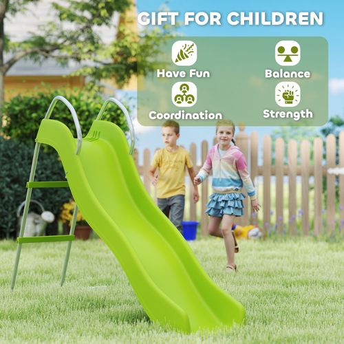 AIYAPLAY Freestanding Garden Wavy Slide for Kids with Climbing Ladder, Green