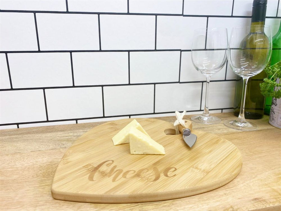 Premium Bamboo Heart Cheese Board - Includes Knife - High Quality & Stylish