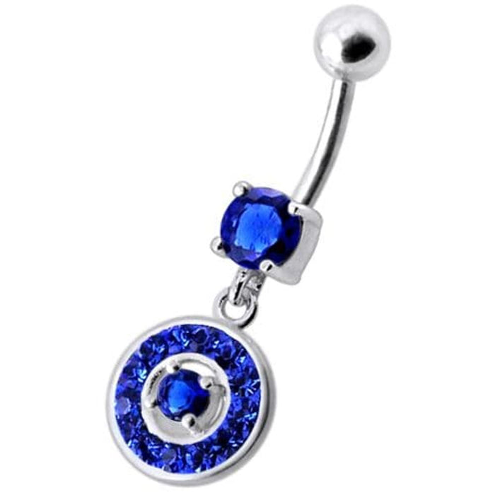 Fancy Round Multi Stone Studded Jeweled Dangling Belly Body Ring