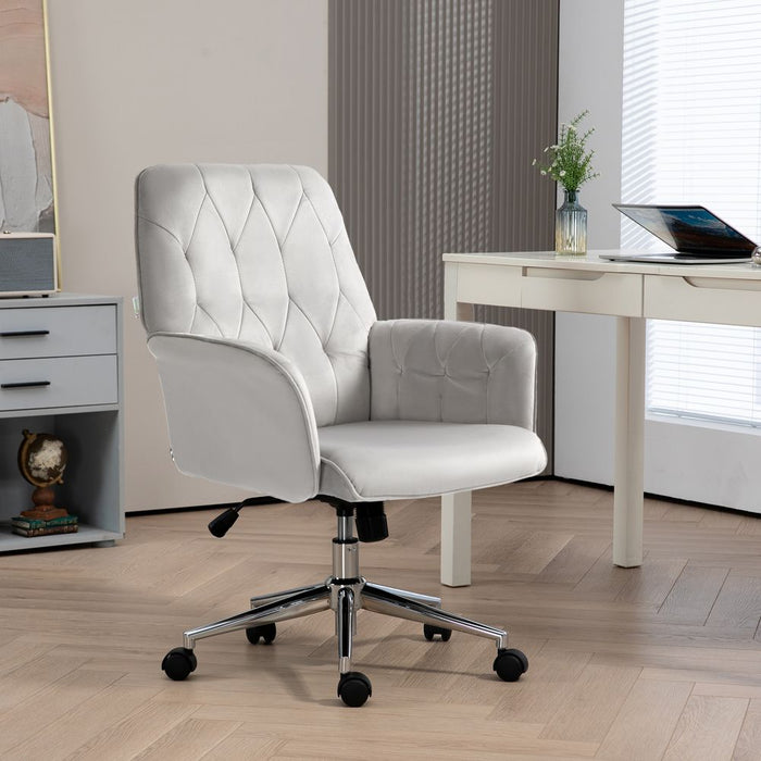 Premium Vinsetto Swivel Chair: Modern Style, Armrests, High-quality Upholstery, Light Grey - Perfect for Home Office!