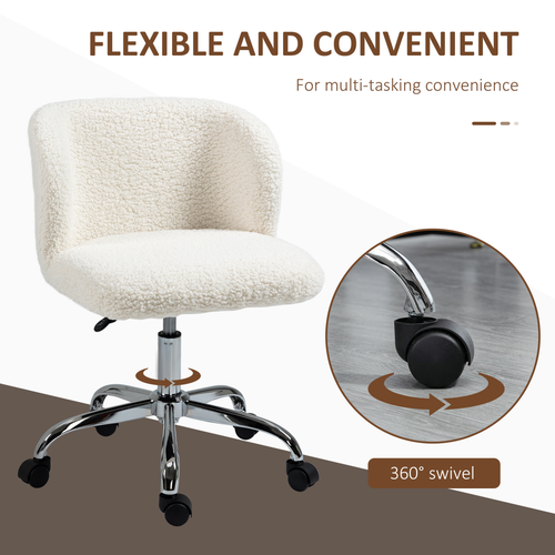 HOMCOM Office Chair, Swivel Chair with Adjustable Height and Wheels, White
