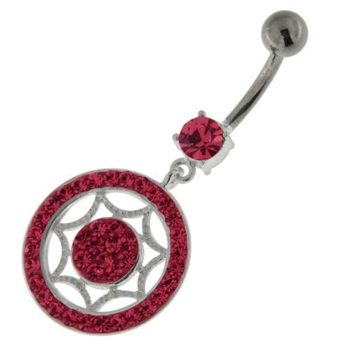 925 Sterling Silver Multi Jeweled Round Belly Button Ring