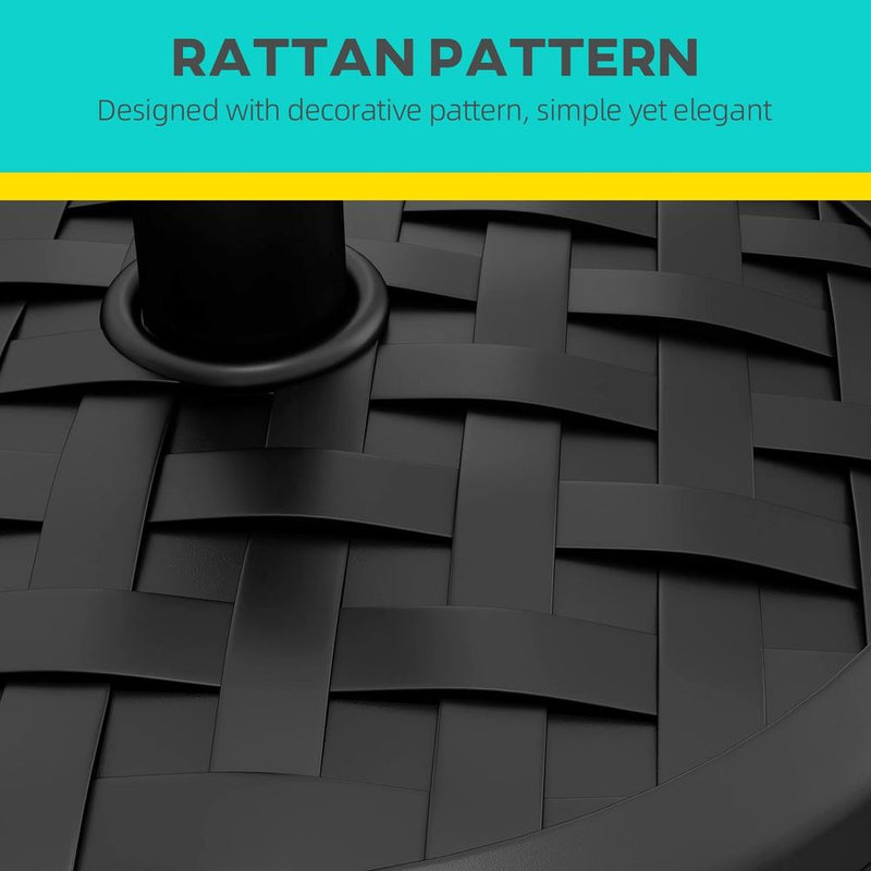 Premium Heavy-Duty Rattan-Effect Concrete Parasol Base - Securely Holds Umbrella, Perfect for Patio and Garden