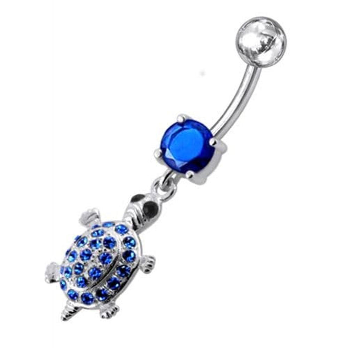 Fancy Jeweled Turtle Dangling Belly Ring