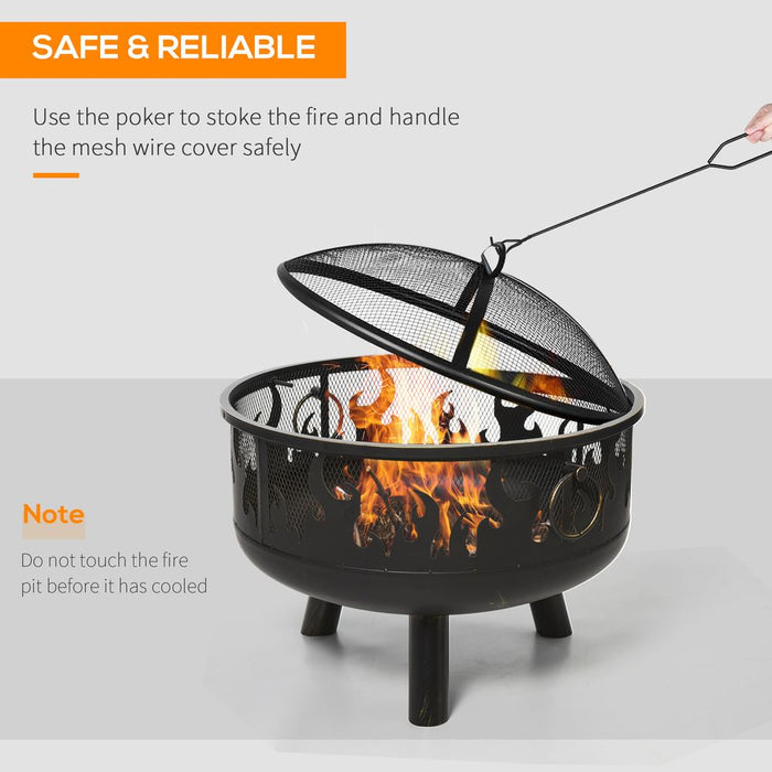 2-in-1 Fire Pit with BBQ Grill & Spark Screen - Outdoor Steel Cooker for Safety & Quality