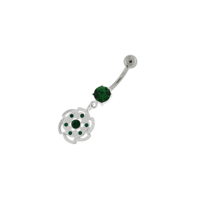 Swirl Flower Dangling Navel Belly Button Ring