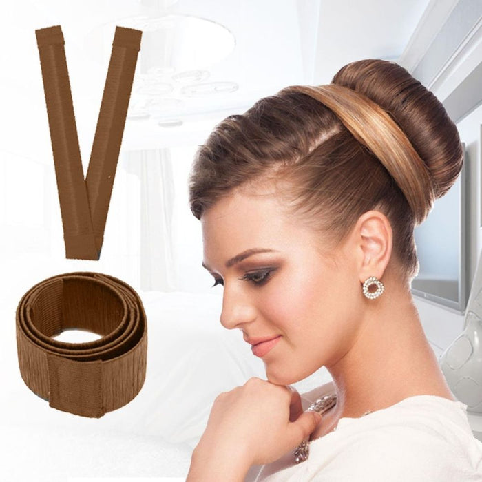 Women's Hair Styling Donut Former - Twist Magic DIY Tool - Perfect for Bun Updo - High Quality"
 
Description: "Create beautiful, neat hair buns in seconds with this lightweight, easy-to-use bun maker. Perfect for all occasions.