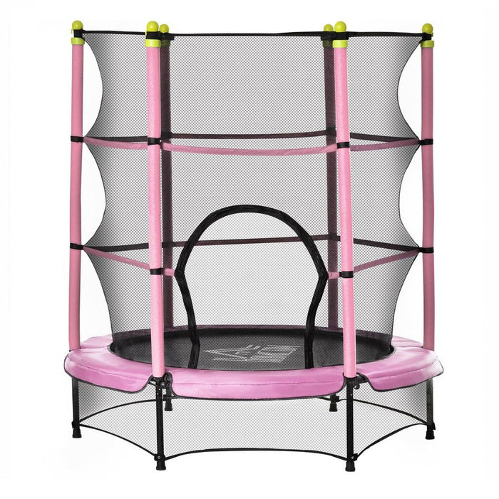 HOMCOM 5.2FT Kids Trampoline - Pink | Safety Enclosure | Indoor Outdoor | High Quality