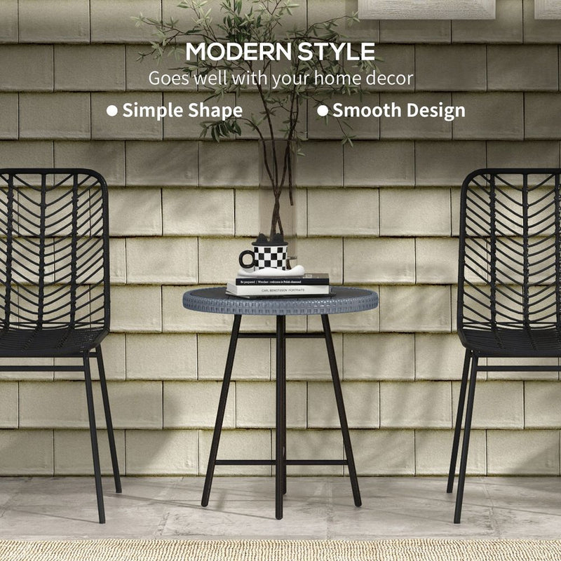 Outsunny PE Rattan Side Table - Indoor/Outdoor/Balcony/Patio - Grey