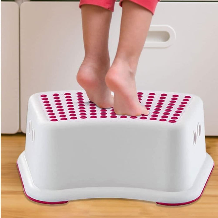 Sterun Plastic Child Foot Step Stool Anti-Slip Cover on Top For Children Practical Non-Slip Toilet Step | Toilet Steps For Toddlers | Step Stool | Toddler Step Stool | Toilet Seat & Step (Pink)