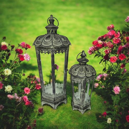 61/40CM SET 2 METAL GARDEN LANTERNS
