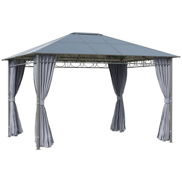 3.6x3(m) Hardtop Gazebo w/ Polycarbonate Curtains - Outsunny