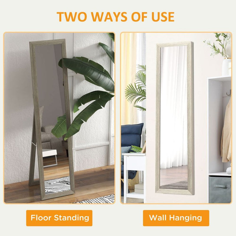 HOMCOM Full Length Mirror, Farmhouse Wall Mirror, Hanging & Freestanding