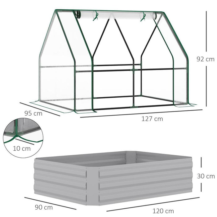 Sturdy Steel Raised Garden Planter Box Kit with Greenhouse - Dual Use, High-Quality Materials, Excellent Ventilation