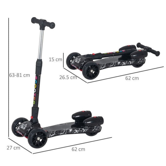 HOMCOM Kid's 3-Wheel Scooter - Light Music Water Spray - Rechargeable - Ages 3-8