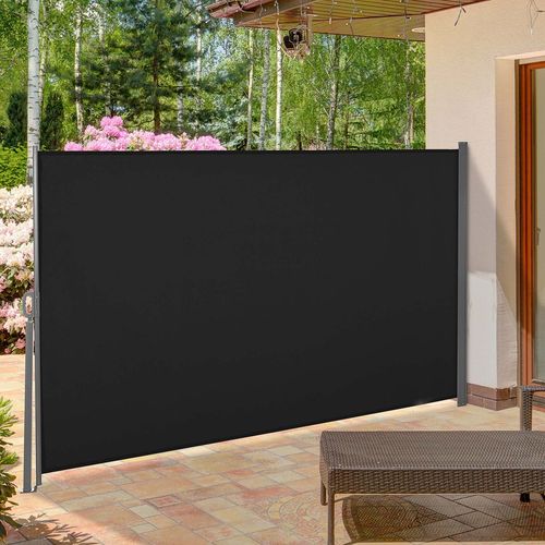 3x1.6M Retractable Side Awning Screen Fence Patio Privacy Divider Black