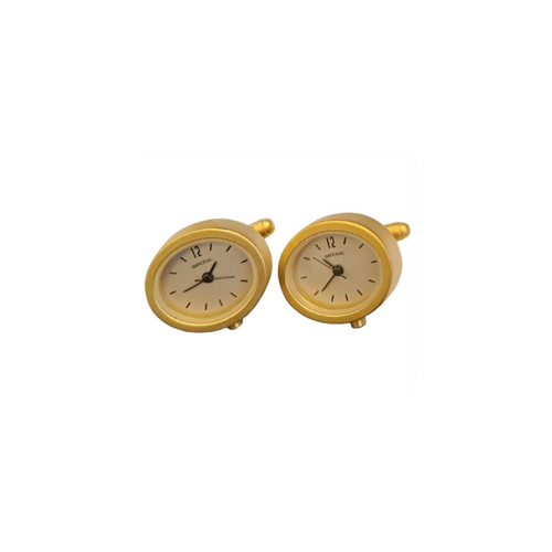 Miniature Clock Goldtone Plated Metal Cufflinks Solid Brass IMP413 - CLEARANCE NEEDS RE-BATTERY