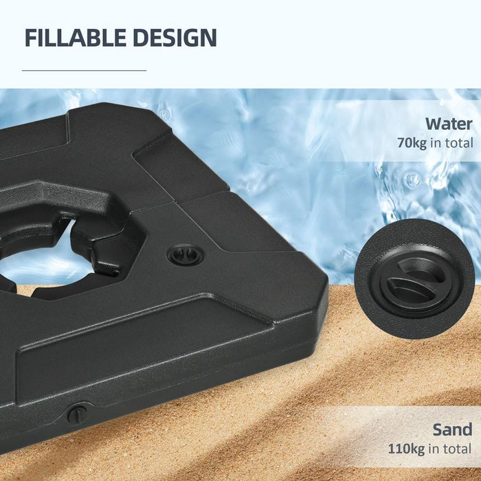 Premium Outsunny Umbrella Weights: 110kg Sand or 70kg Water Filled. Secure and Reliable Support for Cantilever Parasols