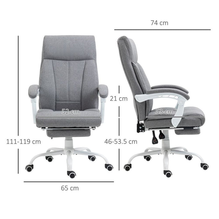 Vinsetto Fabric Office Chair for Home with Arm, Foot Rest, Wheels, Grey