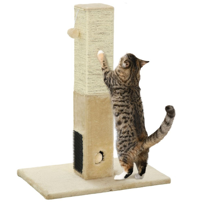 Deluxe Pet Playland: PawHut Cat Scratching Post Scratcher Climber Toy - Beige