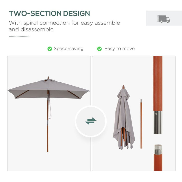 Ultimate Style Outdoor Sunshade Grey Patio Umbrella - High-Quality Parasol by Outsunny