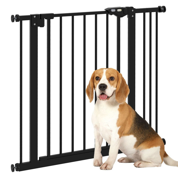 PawHut Adjustable Pet Safety Gate w/ 1 Extension and Four Adjustable Screws, Black