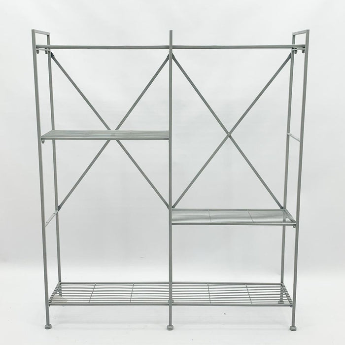 Premium Quality 141CM Grey Shelf Unit - Easy Assembly, Durable Painted Metal, Multi-Purpose