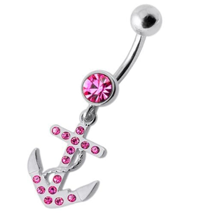 Fancy Jeweled Anchor Dangling Belly Ring