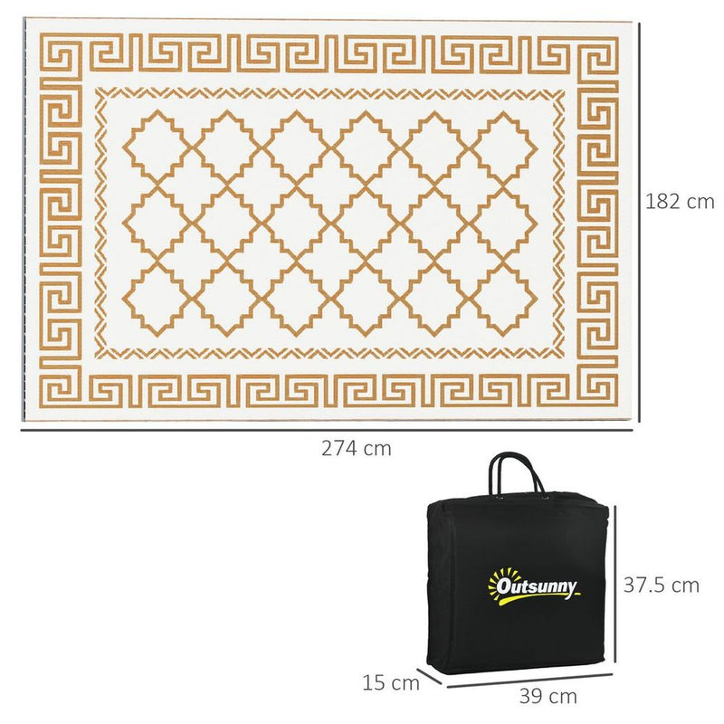 Outsunny Waterproof Outdoor Rug w/ Carry Bag: 182 x 274cm, Brown - Tear-resistant, Reversible