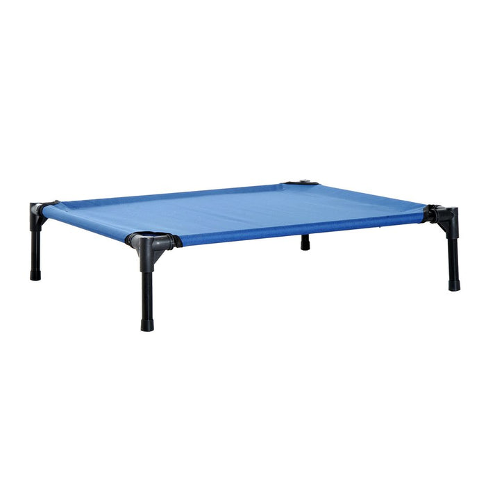 PawHut Elevated Pet Bed Portable Camping Raised Dog Bed w/ Metal Frame Blue (Medium)