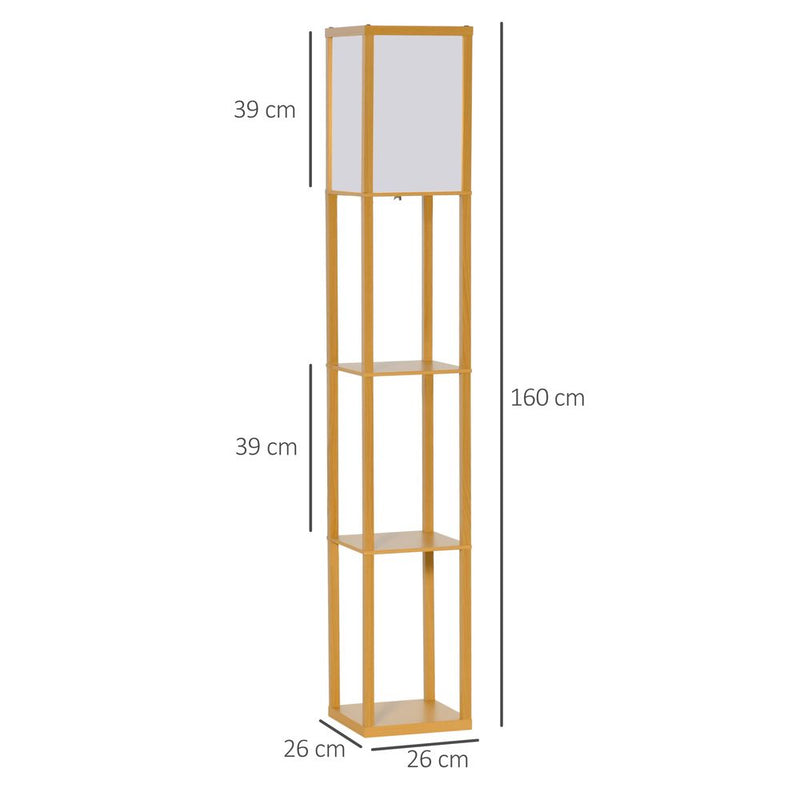 Modern 4-Tier Floor Lamp w/ Storage Shelf - Natural Light
