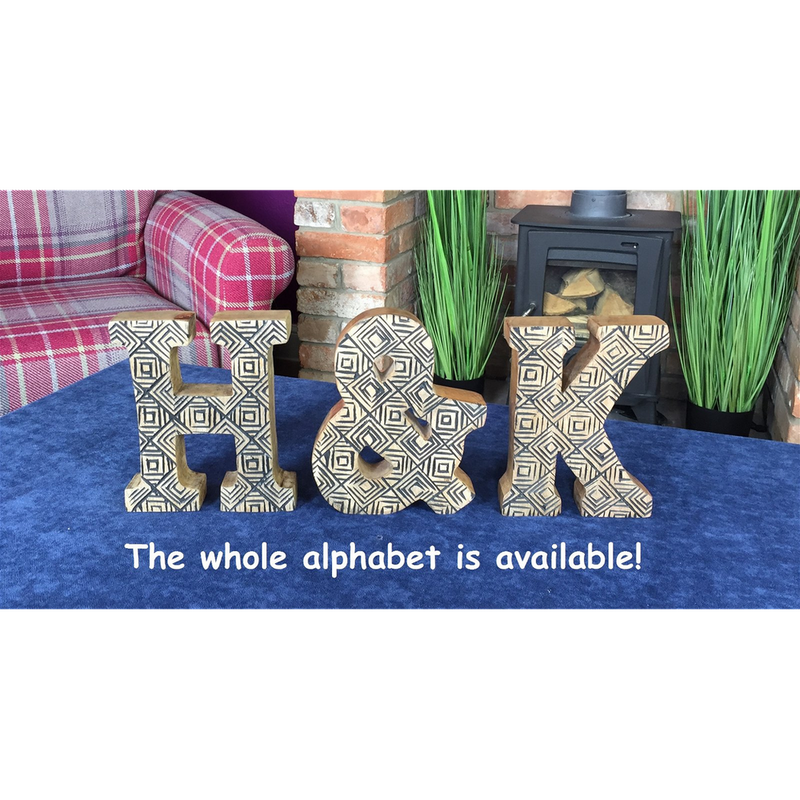 Unique Hand Carved Wooden Geometric Letter C - Rustic Decor for Any Setting!