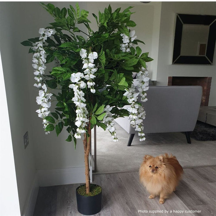 Premium 130cm Artificial Wisteria Tree - White Flowers - Lifelike Luxury - Best Quality