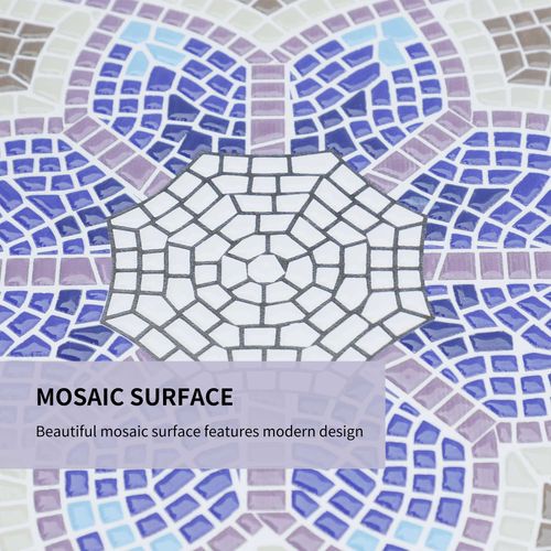 Outsunny Garden Table, Mosaic Round Patio Side Table with 60cm Ceramic Top