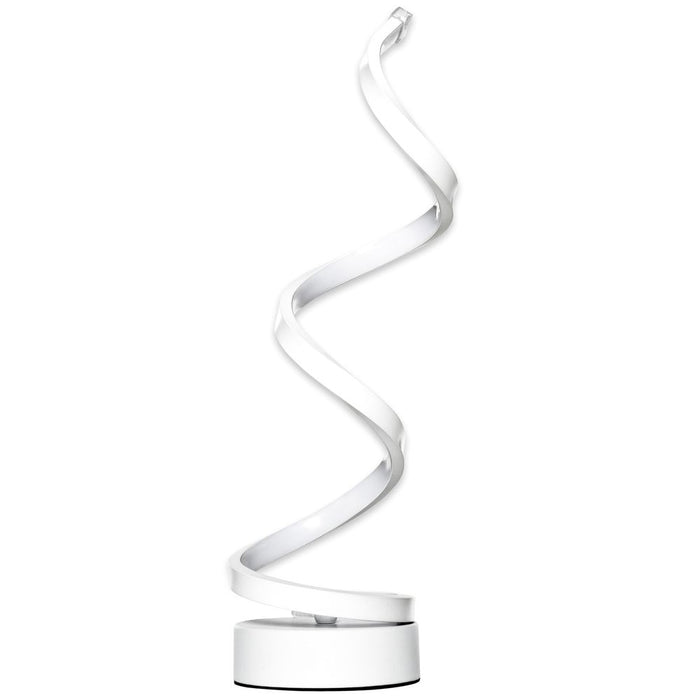 Modern Wave-Shaped LED Table Lamp  Round Metal Base 6000K, White HOMCOM