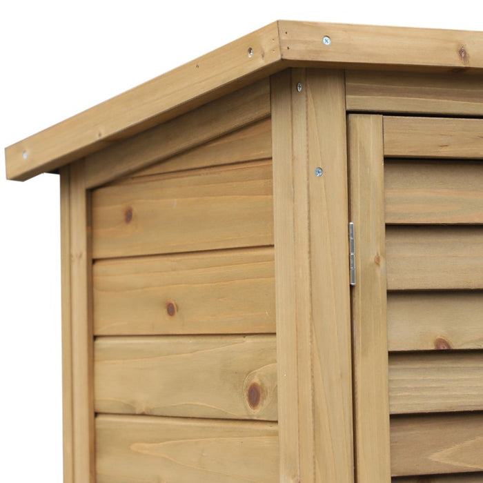 Garden Storage Unit Solid Fir Wood Garage Organisation Sturdy Cabinet Outdoor