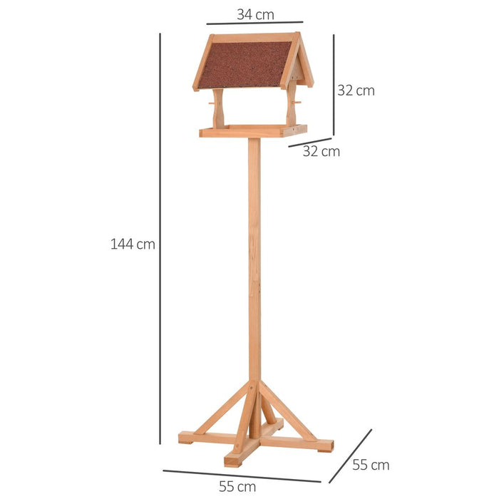 Wooden Bird Feeder: Freestanding, Cross-legged Support, Weather Resistant