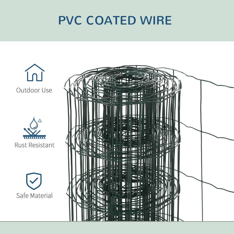 PawHut 0.6Mx10M Chicken Wire Mesh Rabbit Poultry Animal Fence PVC Coated Netting