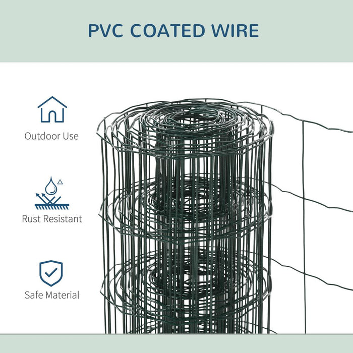 Premium 61x1000 PVC Coated Chicken Wire Mesh - Foldable Fences for Garden, Green - High-Quality & Rust-Proof