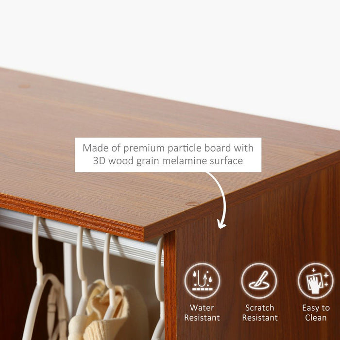 Walnut Open Wardrobe | High Quality | Clothes Hanging Rail | Organizer