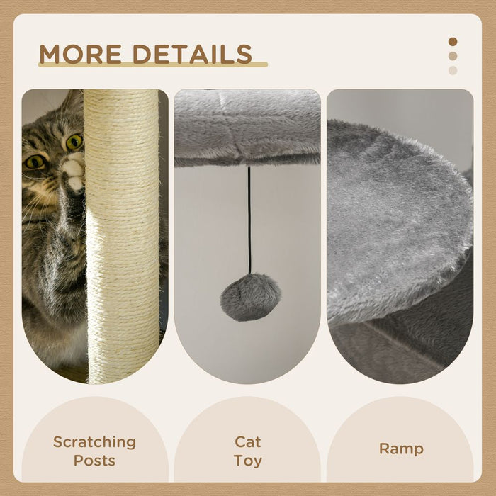 Ultimate Cat Tree Tower: Scratching Post, House, Toy - Grey