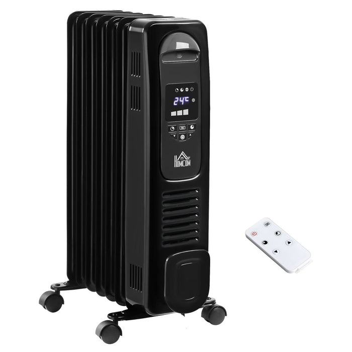 1500W Electric Oil Filled Radiator with LED Display - Portable Heater for Efficient Heating