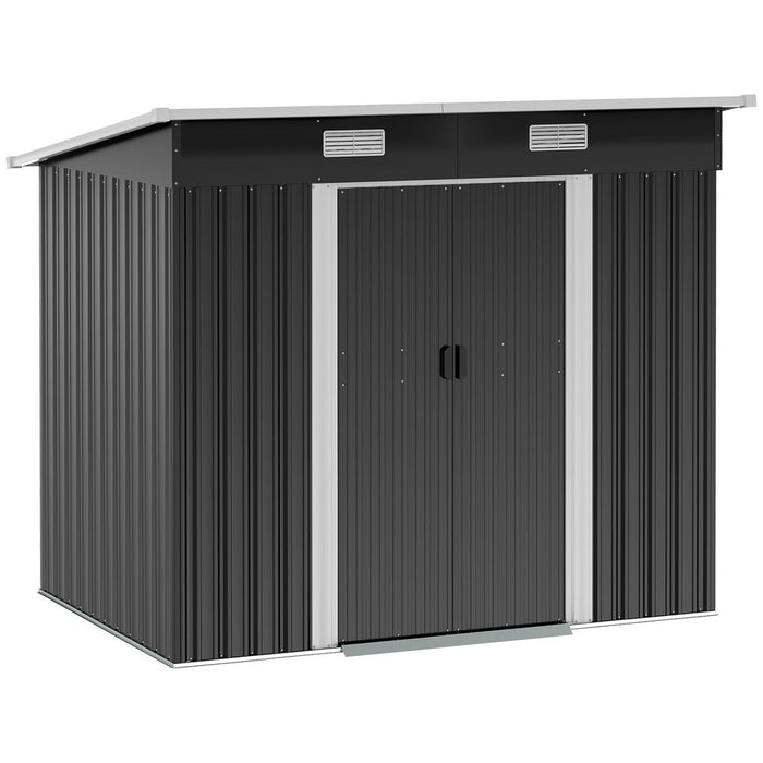 6.8 x 4.3ft Outdoor Garden Storage Shed, Tool Storage Box Black 6.8x4.3ft