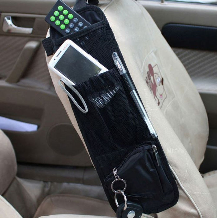 Car Multi Side Pocket Seat Storage Hanging Bag - Black