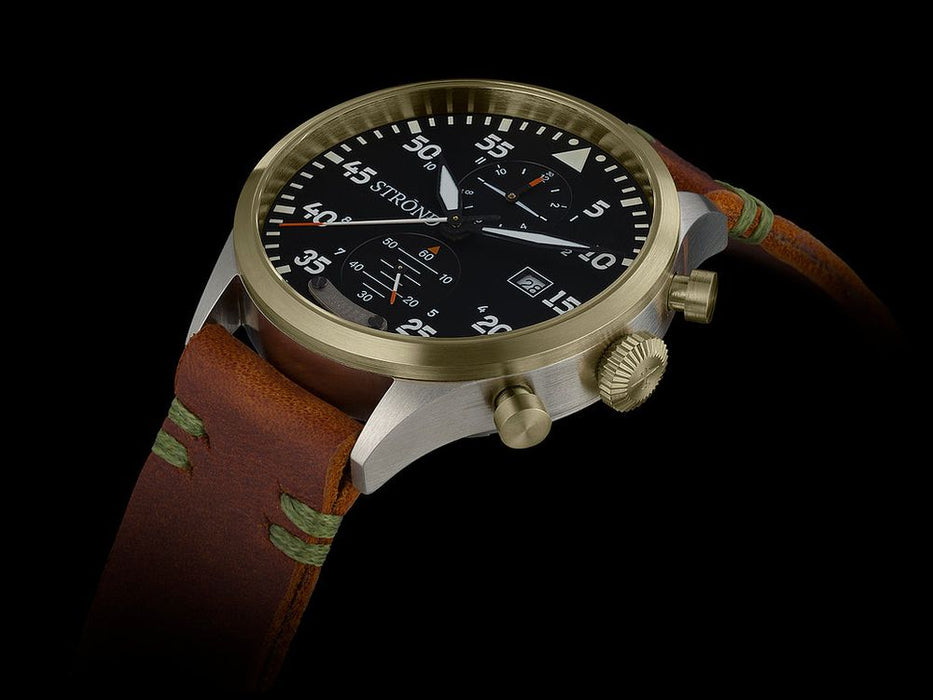 Swiss Made Strond DC-3 MKll Aviation Watch: Steel, Bronze, Sapphire Glass, Water Resistant