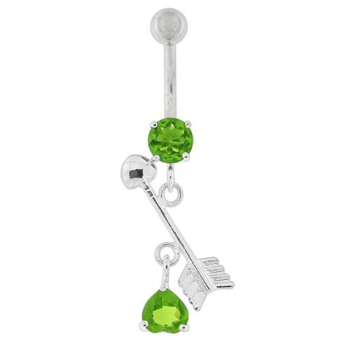 Arrow with Heart Dangling Belly Button Ring