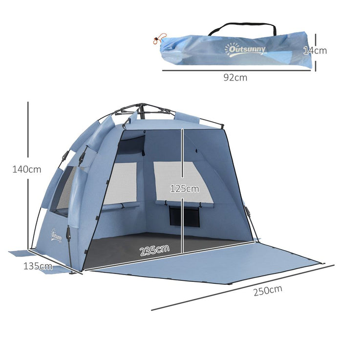 Outsunny Pop Up Beach Tent for 2-3 Person with Carry Bag, UPF15+