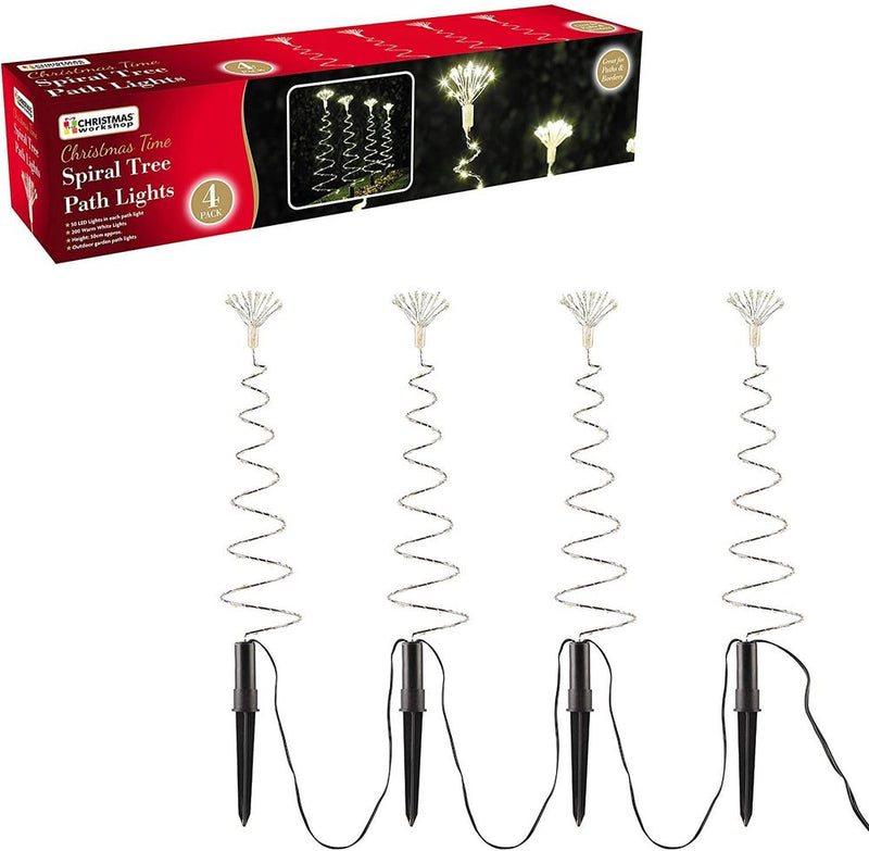 Premium Quality Christmas Workshop 50 cm Spiral Path Tent Lamps - 4 Pack | Outdoor Christmas Lighting - 200 Warm White MicroLED Lamps